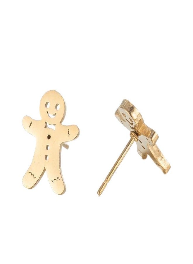 Izpack أقراط صغيرة بتصميم رجل الزنجبيل، مصنوعة من الفولاذ المقاوم للصدأ، بتصميم كرتوني لطيف، مناسبة لثقب الغضروف، أقراط صغيرة أنيقة، مثالية لعيد الميلاد، ومهرجانات الأعياد، والحفلات، والهدايا للنساء، والابنة، والصديقة المقربة، وعيد الميلاد (ذهبي). - Image 1